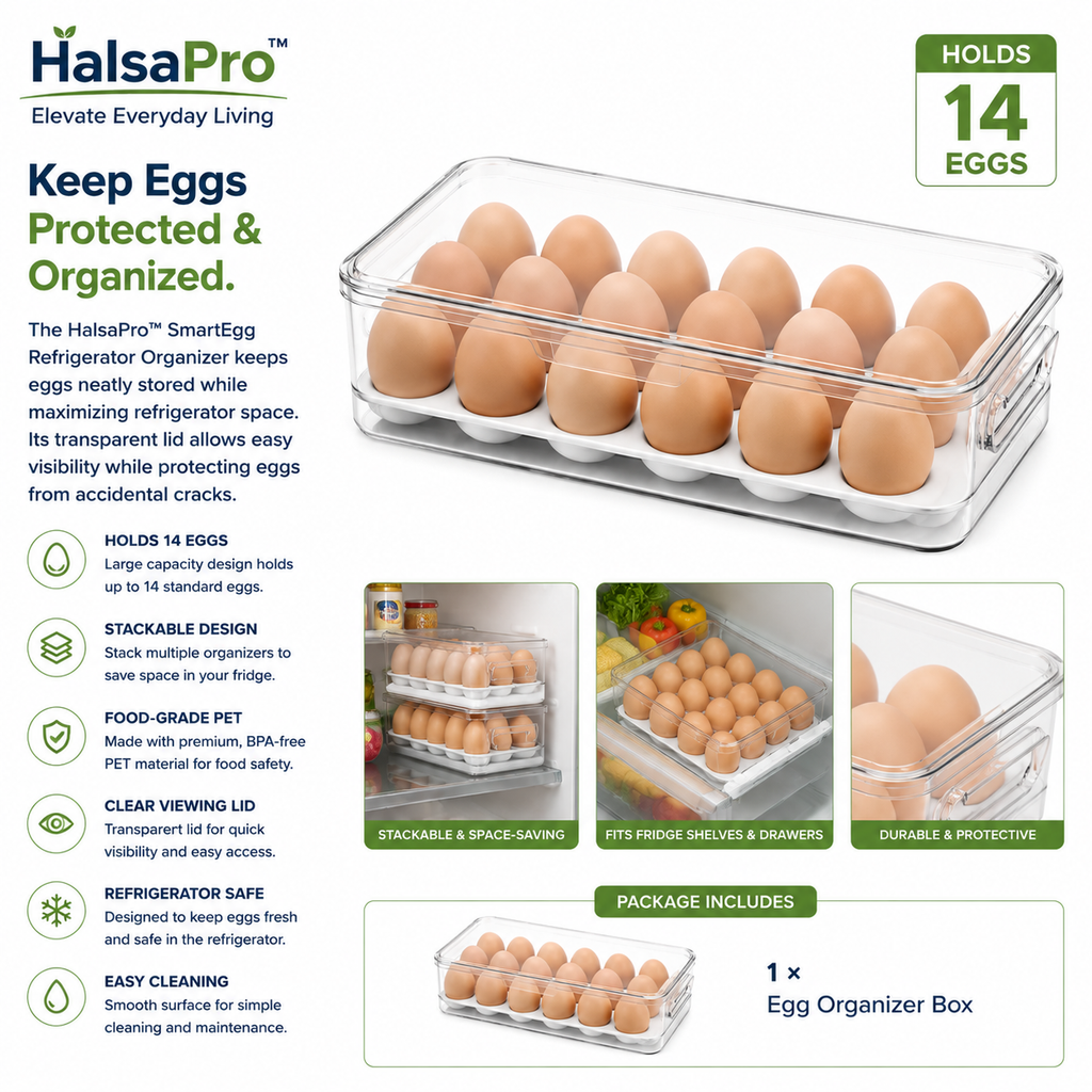 HalsaPro™ SmartEgg 14-Egg Refrigerator Organizer