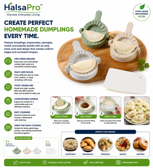 HalsaPro™ SealPress Dumpling & Empanada Maker Set