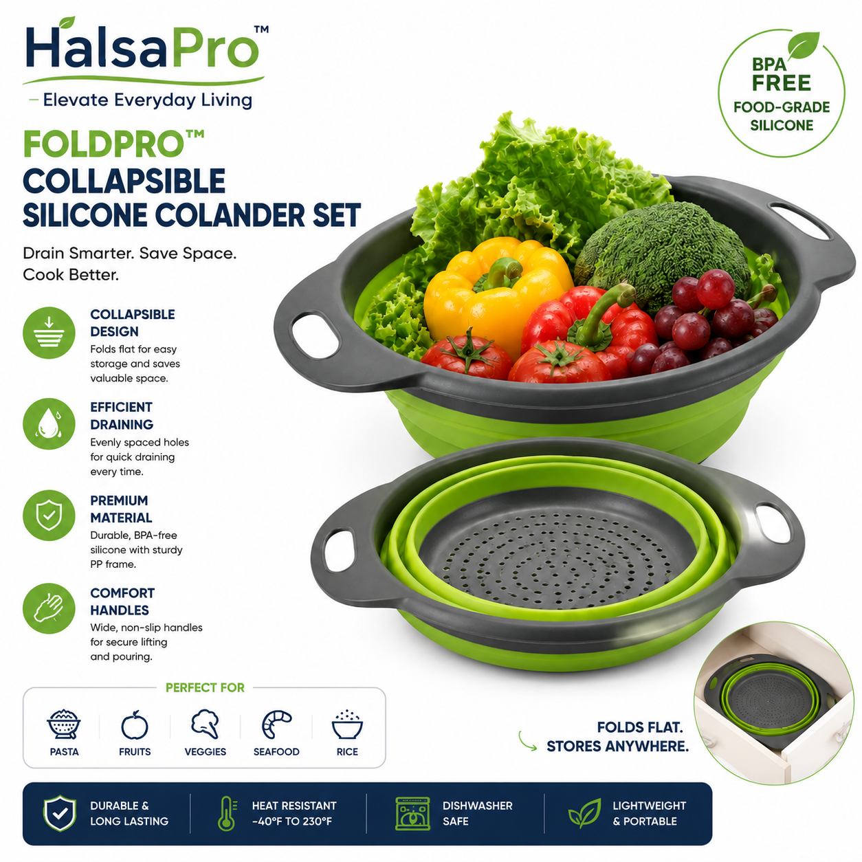 HalsaPro™ SmartSteam Microwave Vegetable Steamer Bowl Set