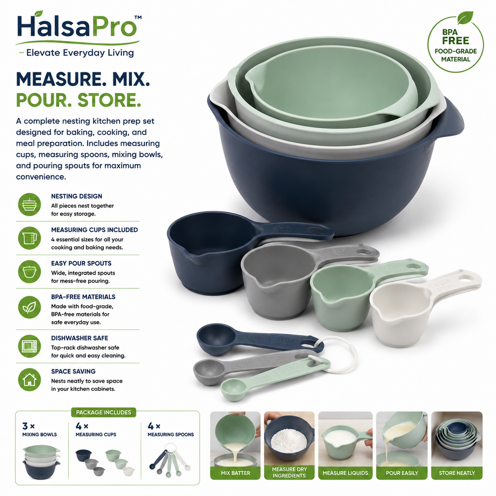 HalsaPro™ PrepNest Mixing Bowl & Measuring Set