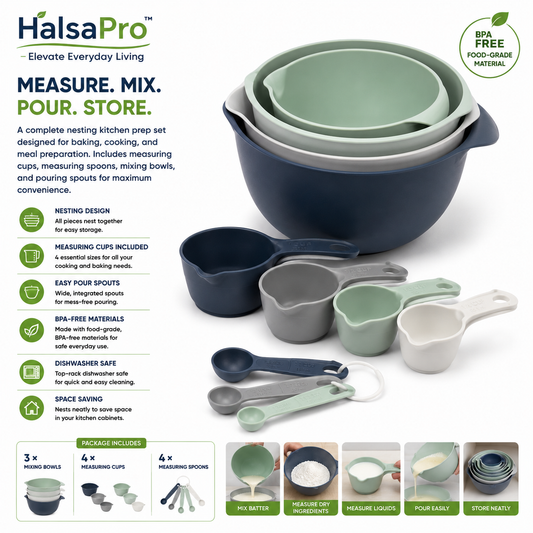 HalsaPro™ PrepNest Mixing Bowl & Measuring Set