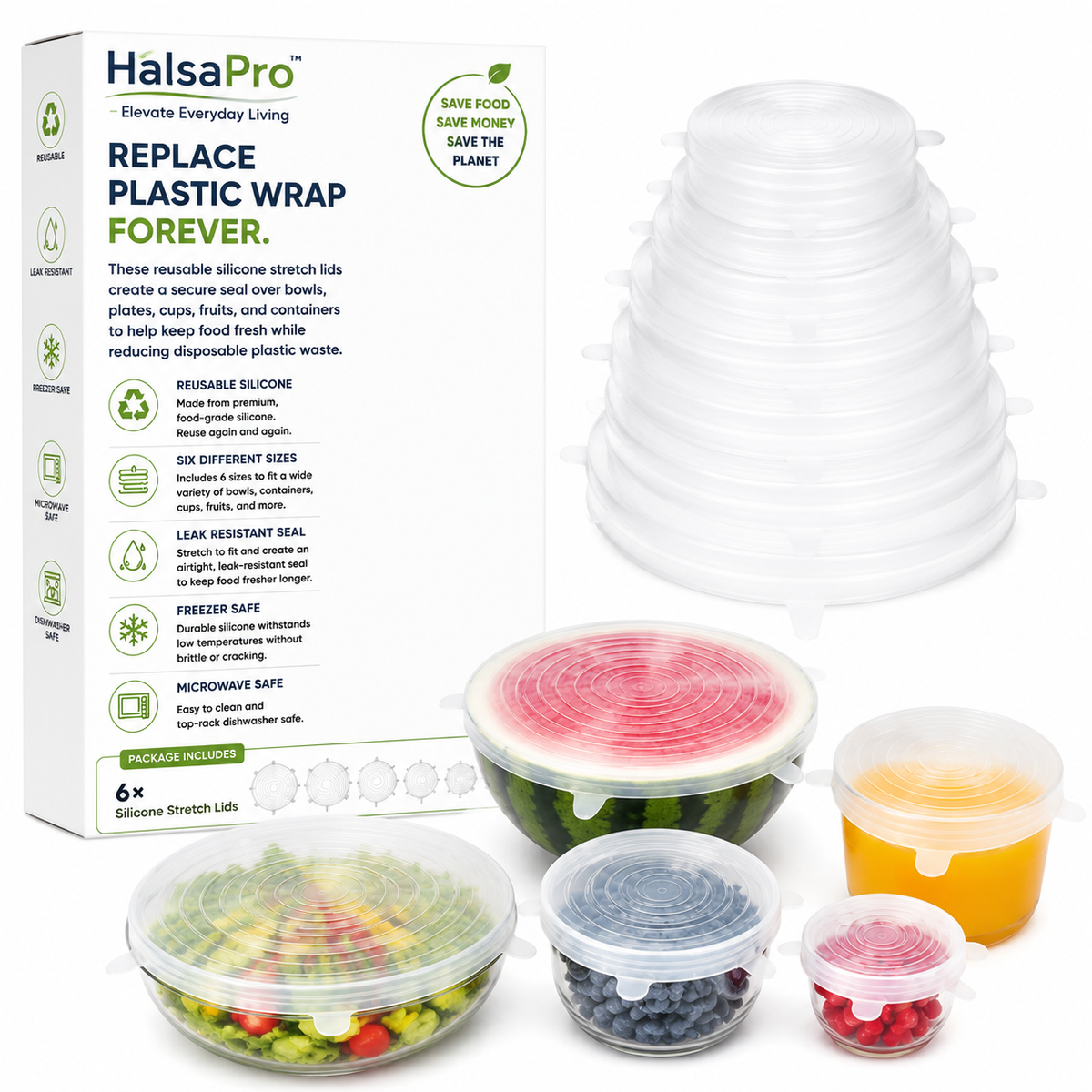 HalsaPro™ GripLock Silicone Bowl Lid Set