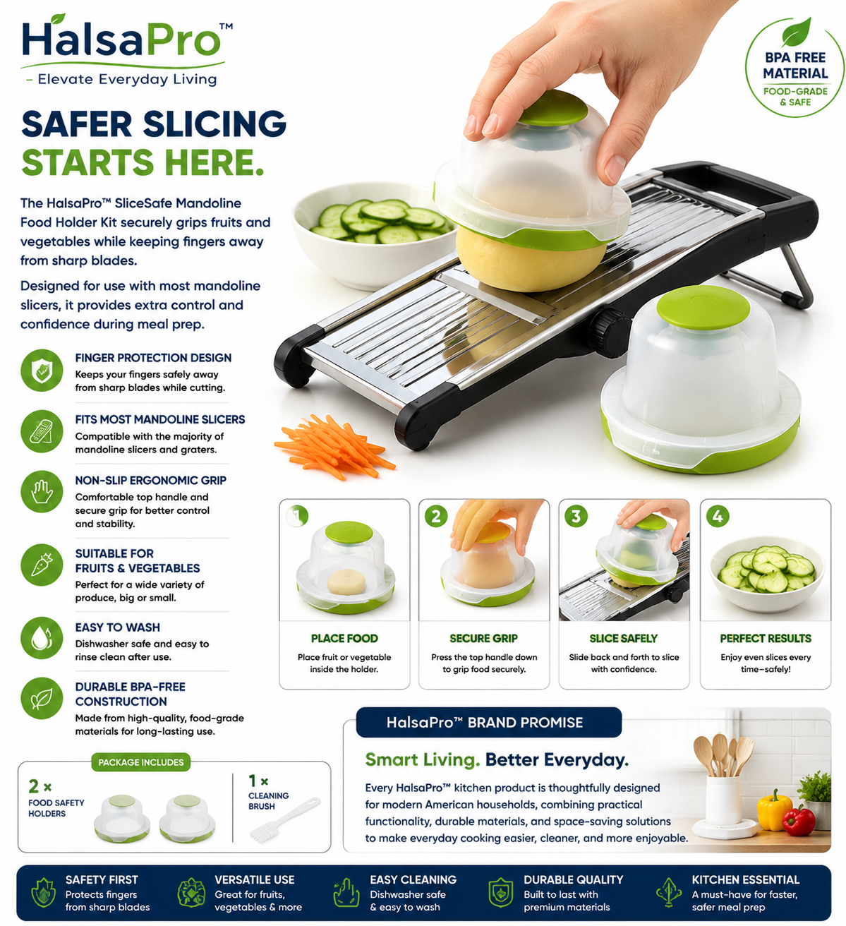HalsaPro™ SliceSafe Mandoline Food Holder Kit